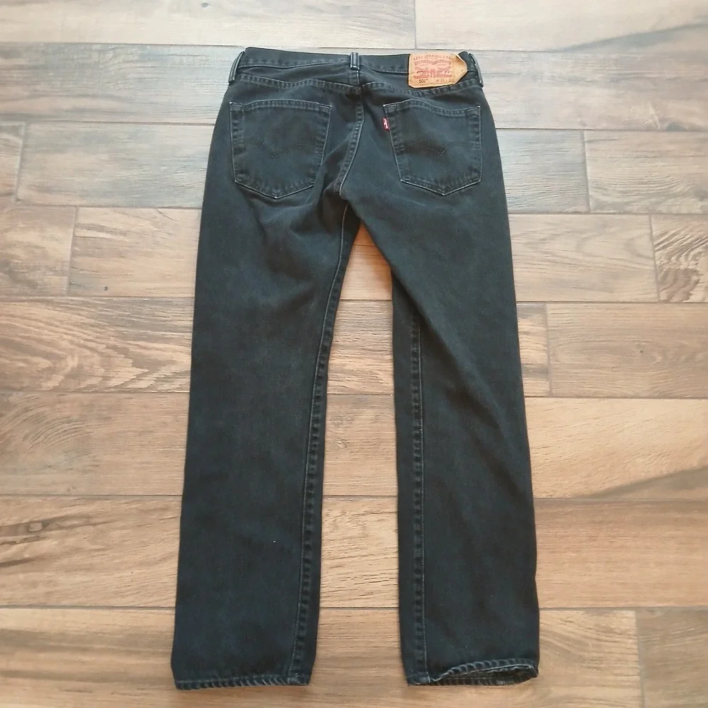 Levi's 501 Jeans Mens 30x32 (FITS 30x28) Black Button Fly Straight Leg Denim